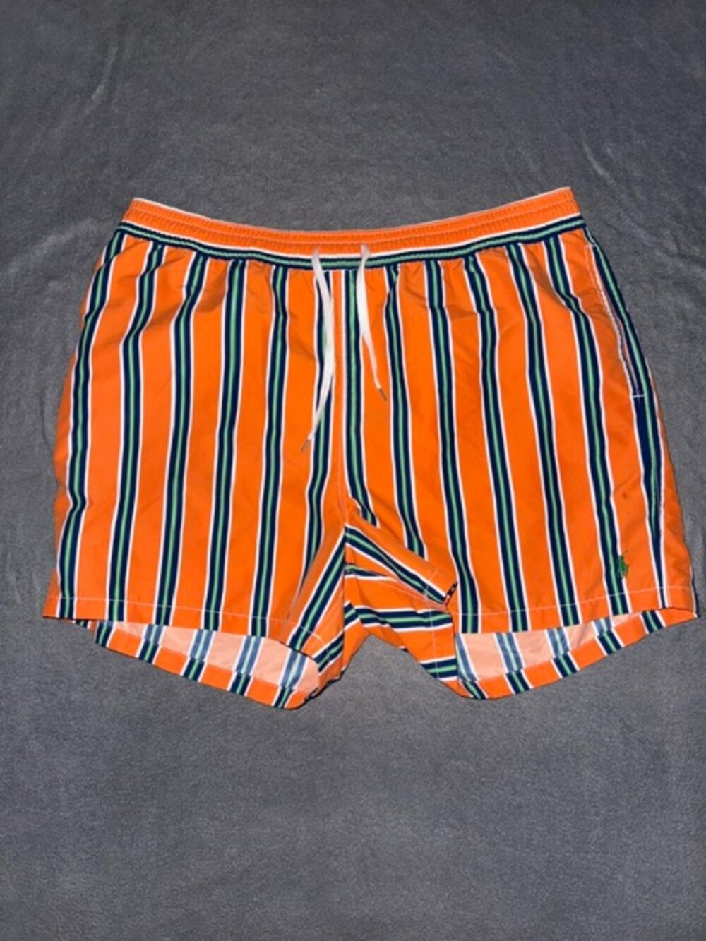 Polo Ralph Lauren Men’s Swim Trunks XXL Orange Stripe Mesh Lined Drawstring